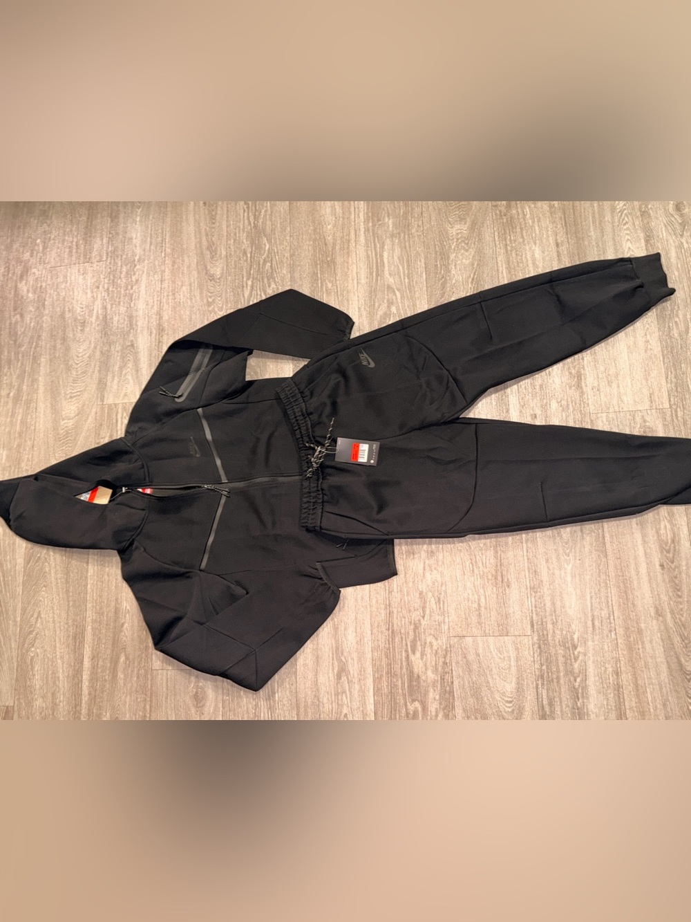 Men's Black Hooded Jacket & Jogger Set - Athletic Zip Hoodie and Sweatpants nuev